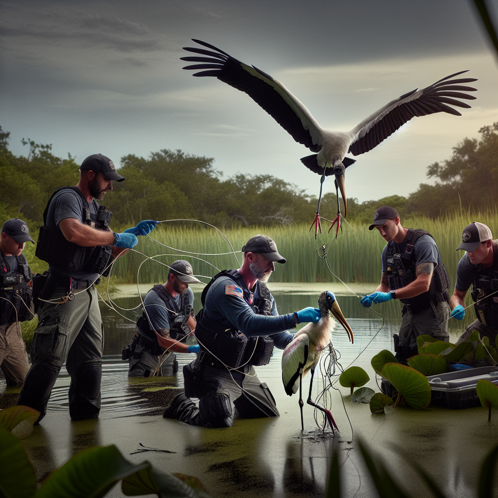 Local Animal Control Officers Become Modern-Day Superheroes: Wood Stork Edition

In what can only be described as an epic showdown worthy of a blockbuster action movie, local animal control officers bravely leaped into action to rescue a distressed wood stork trapped in a fishing line
