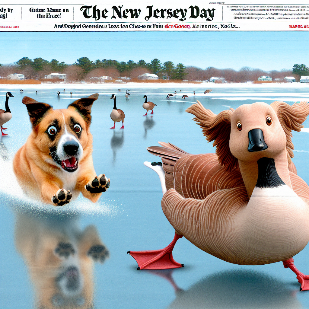“GOOGLE’S GEMMA GOES GLACIAL, GETS GOT!”

In a bizarre incident that has left experts baffled and dog owners scratching their heads, a curious canine named Gemma has fallen through thin ice in pursuit of a goose on the New Jersey coast