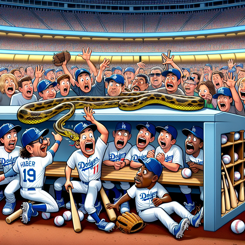 “Snake in the Game”: Dodger Stadium Left Slithery Surprise After NLCS Win

In a shocking turn of events, the Los Angeles Dodgers’ dugout was invaded by an unwelcome visitor during their NLCS matchup against the Atlanta Braves – a snake! Yes, you read that right