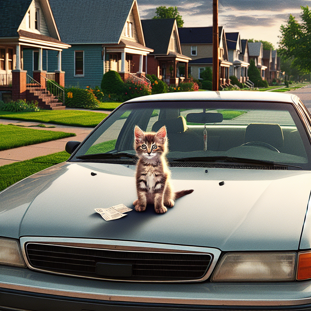 “Miracle in Motor City: Kitten Saves Car Owner from Certain Doom (or at Least a Parking Ticket)”

In a bizarre incident that has left experts scratching their heads and cat lovers rejoicing, a plucky kitten has been rescued from the engine compartment of a car in suburban Detroit