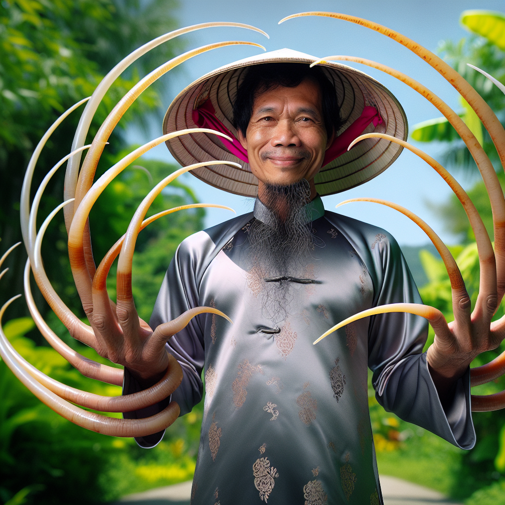 Local Man Breaks World Record with Fingernails, Proving That Length is the Key to Success

In a groundbreaking achievement that has truly taken the world by storm, a Vietnamese man has successfully grown his fingernails to an extraordinary length of over 19 feet, officially breaking the previous world record